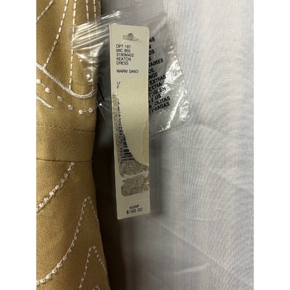 Antonio Melani  Warm Sand Embroidered Scalloped Mini Dress NWT Size 14 - Picture 3 of 6